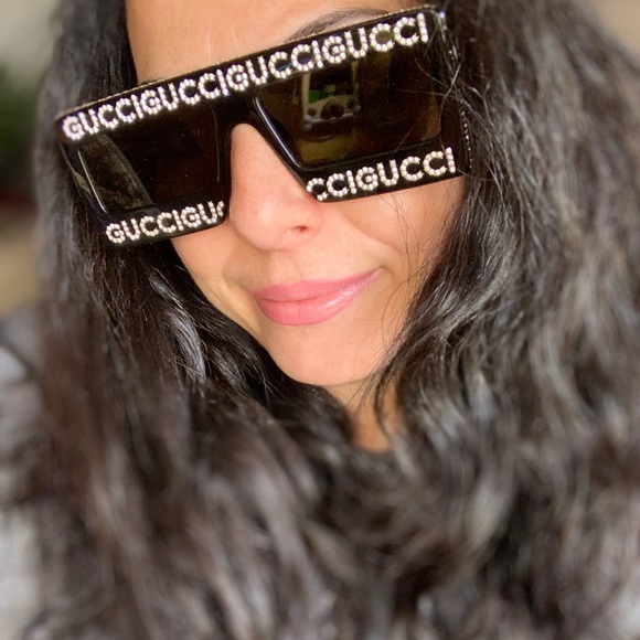 SOLD⛔️Authentic GUCCI 60 Rectangular "Hollywood collection " crystals acetate - Picture 8 of 16